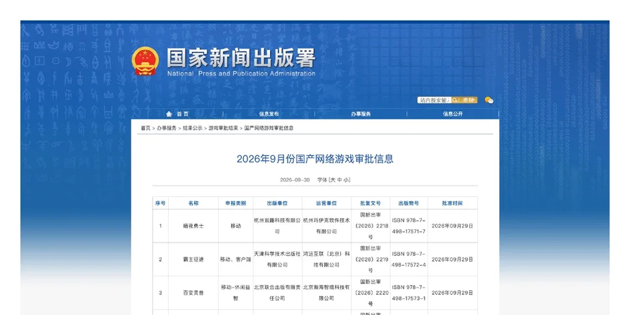 China Approves 206 Domestic Online Games and Three Imported Titles in September