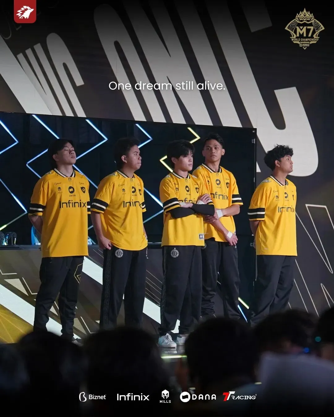 ONIC players gather on stage during the M7 World Championship.
