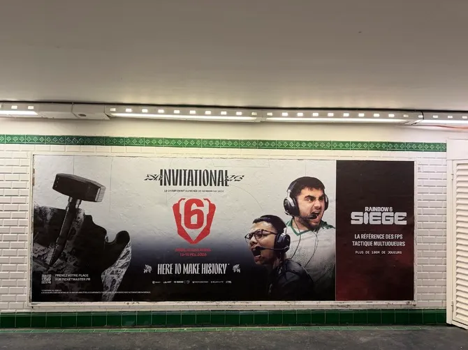 A Six Invitational advertisement in a Paris Metro station.