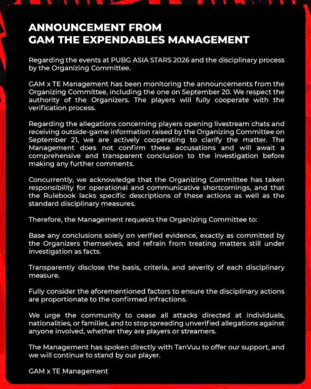 GAM The Expendables calls for evidence-based decisions and proportionate disciplinary measures.